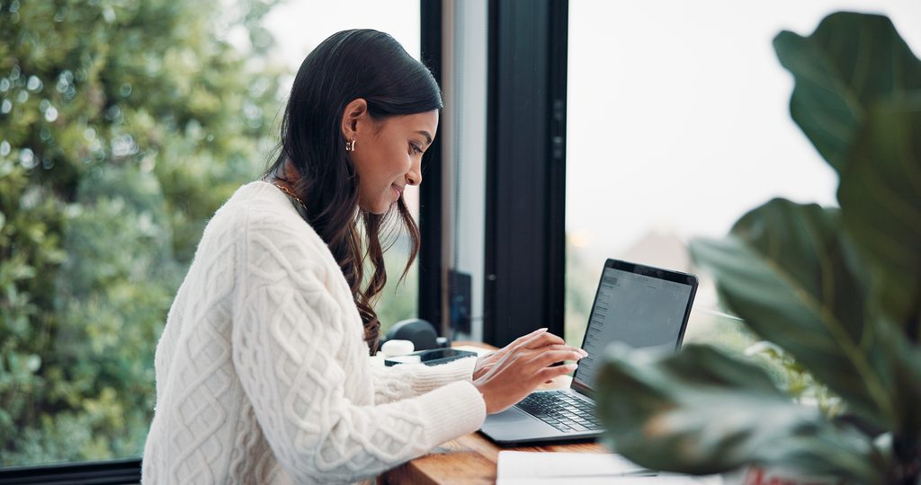 hr employeee working on her laptop